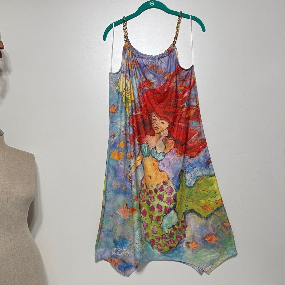 Leoma Lovegrove Mermaid Print Art to Wear Swim Cover- Up Dress- Never Worn - Picture 3 of 17